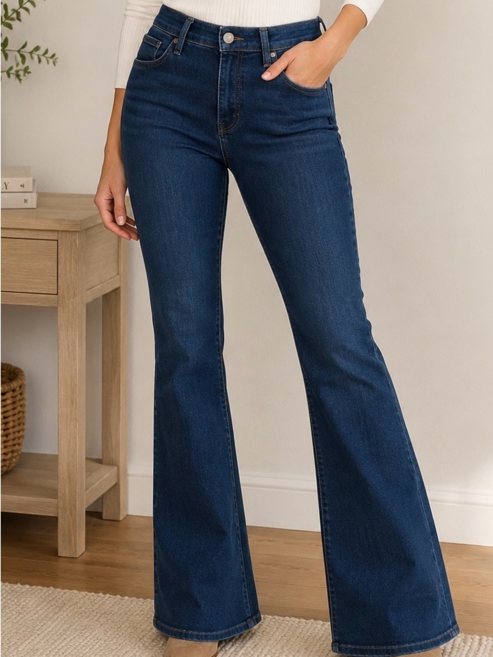 Banana Republic Flare Jeans Size 27 Dark Indigo High Rise Premium Stretch